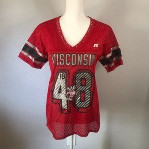Russell Wisconsin Badgers Short Sleeve Jersey Top
